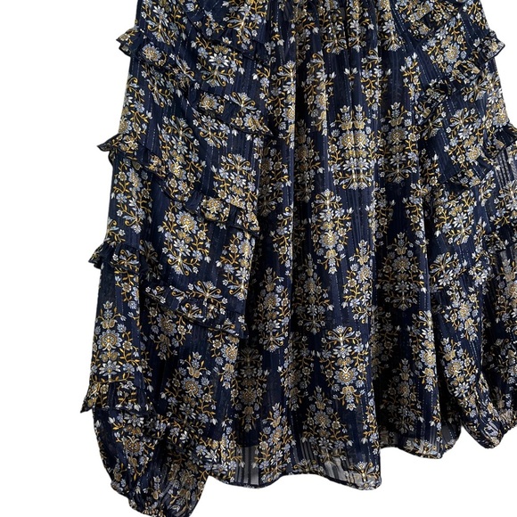 Express Women’s Blue Silver Multi Color Semi-Sheer Floral‎  Blouse Size Small - Picture 7 of 13